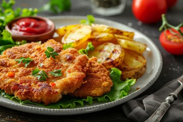 White Plate With Fried Fish and French Fries