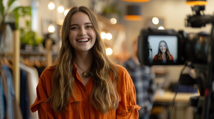 Smiling Woman in Video Production