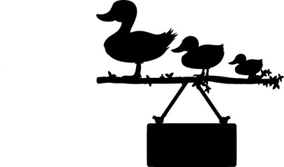 illustration of duck with ducklings. silhouette illustration 