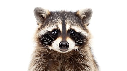 This is a photo of a raccoon. The raccoon is looking at the camera with its big, round eyes.