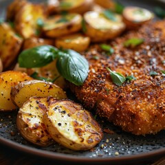 Close Up of a Plate of Food With Potatoes