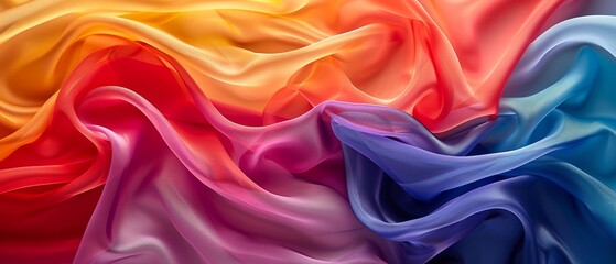 Obraz premium Rainbow colorful of lgbtq pride flag made from silk material in horizontal photo