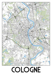 Cologne, Germany map poster art