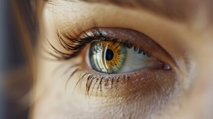 Fototapeta premium Detailed close-up of a person's eye with long eyelashes. Suitable for beauty and healthcare concepts