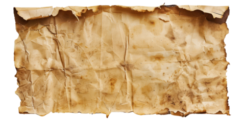 Old empty paper isolate on transparent png.