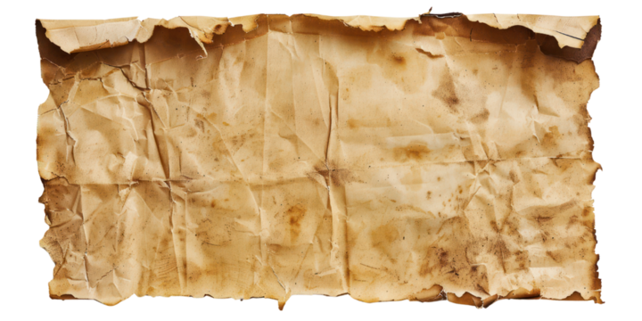 Old empty paper isolate on transparent png.