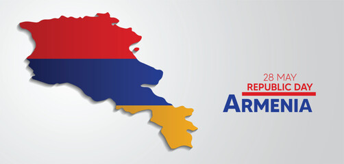 Obraz premium Armenia Republic Day 28 May flag map vector poster
