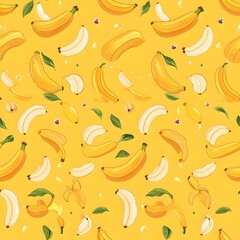 Bountiful Banana Pattern - Vibrant Tropical Fruit Background