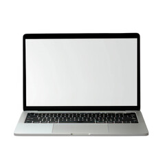 Laptop with blank screen and white isolate on transparent png.