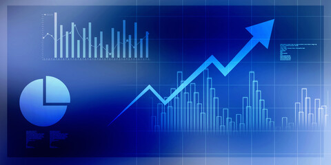 2d illustration Stock market online business concept. business Graph 