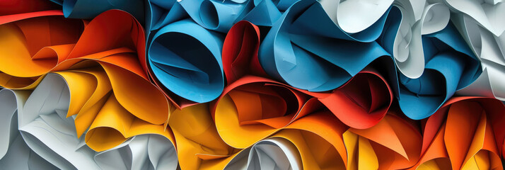 Abstract background of colorful pattern made of curved sheets of paper