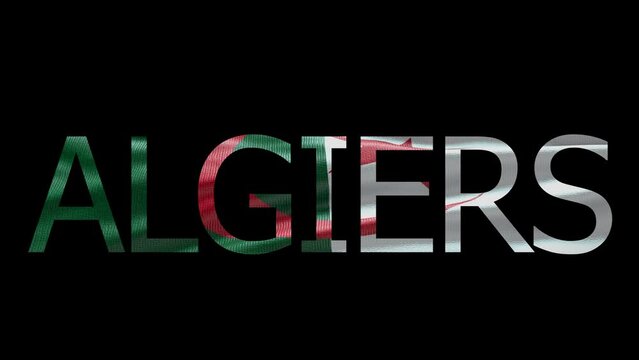 Algiers Name on Transparent Background. Waving Flag