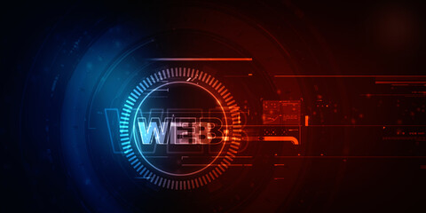 2D illustration Web against glowing technological background