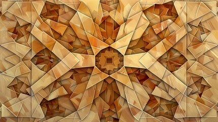 Intricate golden fractal mosaic design