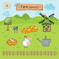 Fototapeta premium Farm doodle set. Vector illustration for your design.