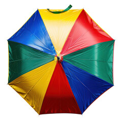 Multicolored umbrella, primary colors isolate on transparent png.