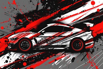High contrast image of a sports car on a black and white background. Suitable for automotive and luxury lifestyle themes