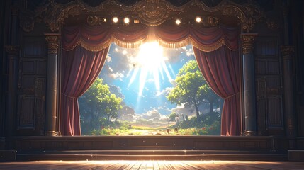 Enchanting Theatrical Stage Framed by Nature's Grandeur