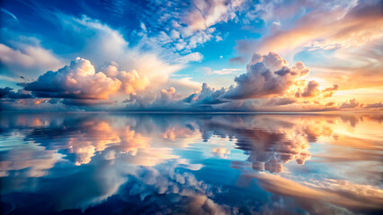 Fototapeta na wymiar Beautiful water landscape with clouds
