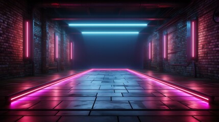 b'futuristic sci fi retro neon glowing tunnel'