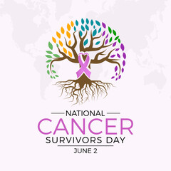 National Cancer Survivors Day health awareness vector illustration. Disease prevention vector template for banner, card, background.