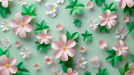 Isometric Paper Flowers Background - Fresh and Stylish Wallpaper - obrazy, fototapety, plakaty