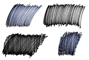Set of  black marker strokes texture isolated on white background.