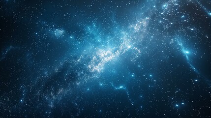 b'Blue and white space nebula with stars'