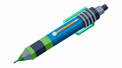 A specialized pen with different grip options and adjustable pressure sensitivity for students with motor difficulties to aid in writing and drawing. Vector illustration