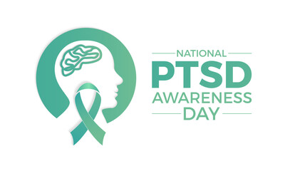 National PTSD Awareness Day health awareness vector illustration. Disease prevention vector template for banner, card, background.