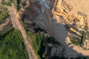 Aerial Majesty of Industrial Sand Mining at Twilight