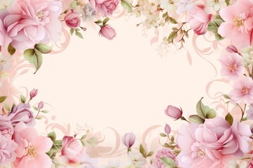 Fototapeta na wymiar Rose flower frame border backgrounds blossom pattern.