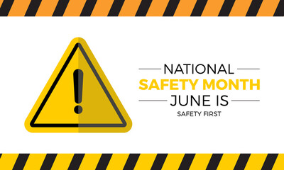 National Safety Month emergency awareness vector illustration. Accident safety prevention vector template for banner, card, background.