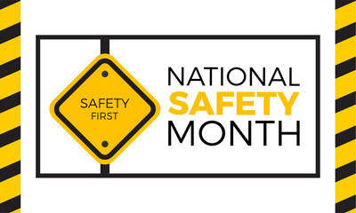 National Safety Month emergency awareness vector illustration. Accident safety prevention vector template for banner, card, background.