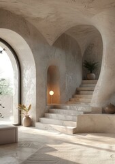 b'Marble staircase in a modern home'