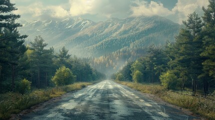 b'The road through the mountains'