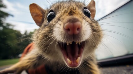 b'Close-up of a screaming chipmunk'