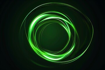 Green circle light effect background. Swirl glow magic line trail. Light effect motion. .