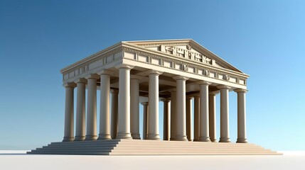 Obraz premium a neoclassical building facade with iconic Greek columns against a clear sky.