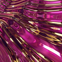 Pink and gold abstract waves - obrazy, fototapety, plakaty