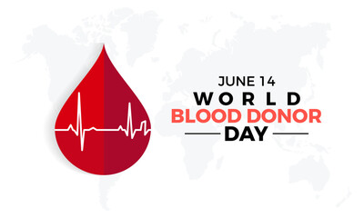 Obraz premium World Blood Donor Day health awareness vector illustration. Disease prevention vector template for banner, card, background.