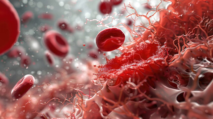Fototapeta premium An educational tool on the dangers of plaque rupture in artery health, depicting how sudden blockages can precipitate cardiovascular emergencies.
