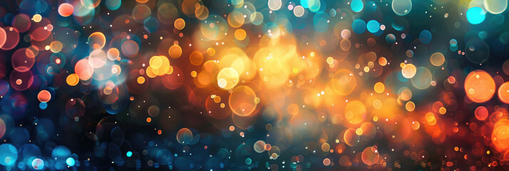 Abstract background with multi-colored lights and bokeh highlights. - Powered by Adobe