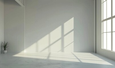 Obraz premium A minimalist modern interior room with light gray walls