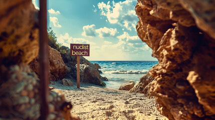 Nudist Beach sign