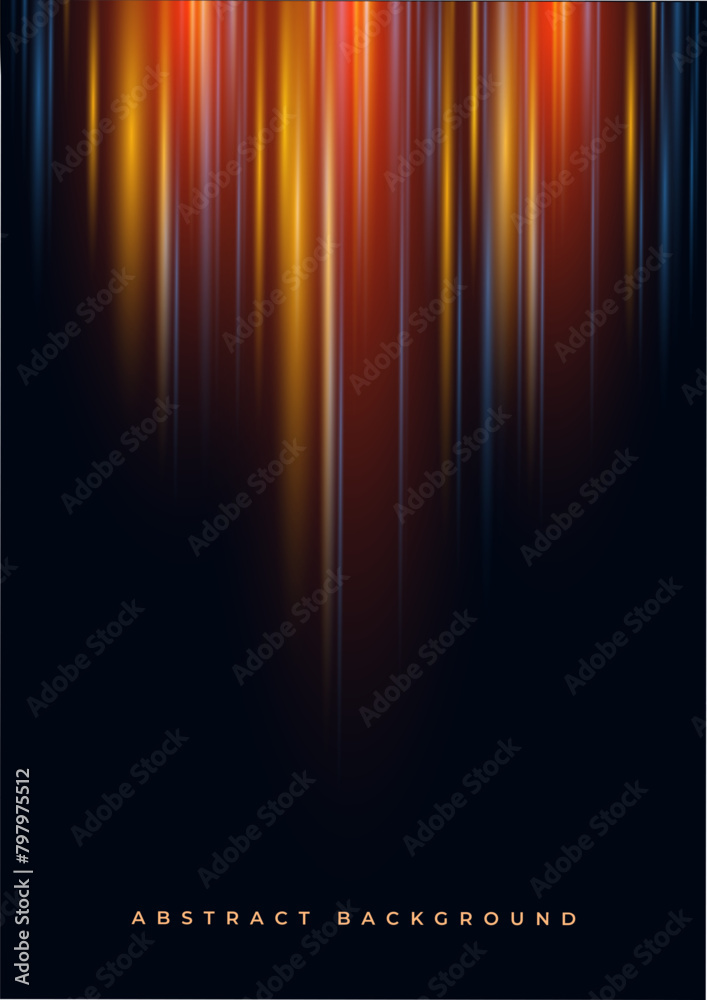 Poster Black modern vertical abstract technology background with glowing high-speed and movement light effect. Vector illustration minimalist cover template
