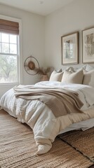 b'Cozy Neutral Bedroom With Natural Light'