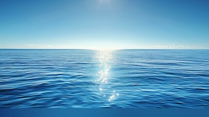 b'Blue ocean with sun reflecting off the surface'