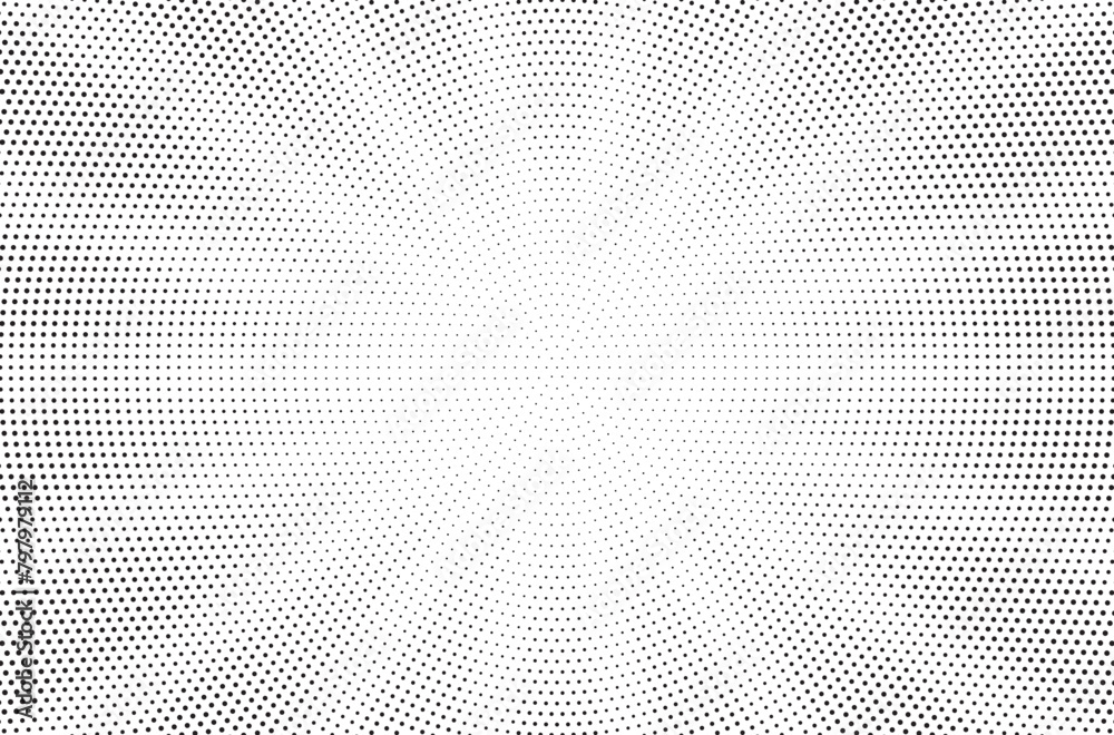 Poster Halftone gradient sun rays pattern. Abstract halftone vector dots background. monochrome dots pattern. Vector background in comic book style with sunburst rays and halftone. Retro pop art design.	
