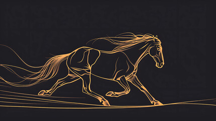 horse drawn on a black background - obrazy, fototapety, plakaty